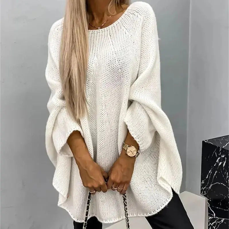 Lös rundhalsad elegant tröja för kvinnor