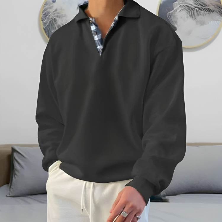 Avslappnad Polo Pullover Sweatshirt för män