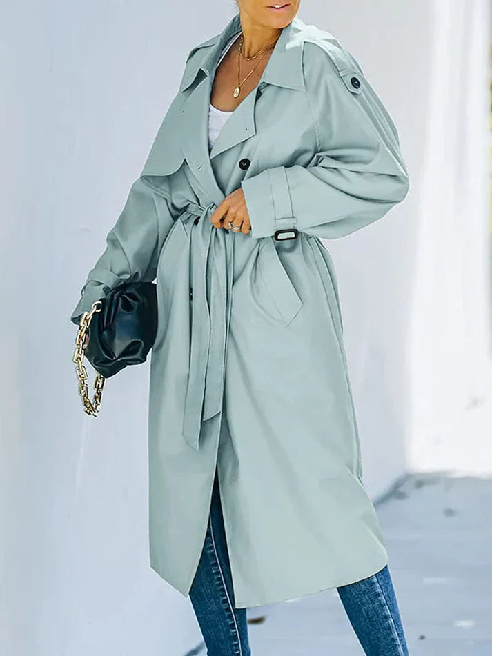Elegant lång vinter trenchcoat för kvinnor