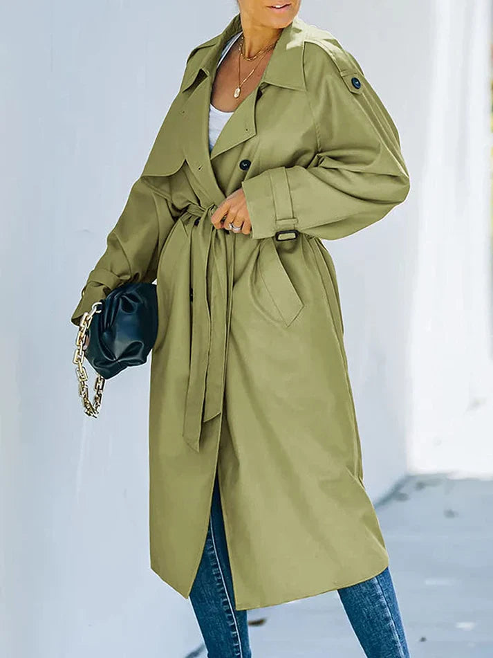 Elegant lång vinter trenchcoat för kvinnor