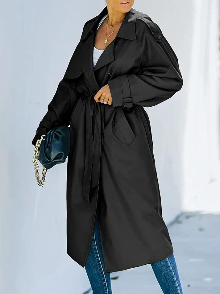 Elegant lång vinter trenchcoat för kvinnor