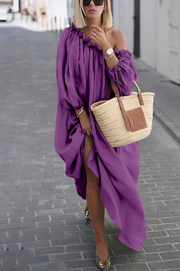 Snygg off-shoulder elegant klänning