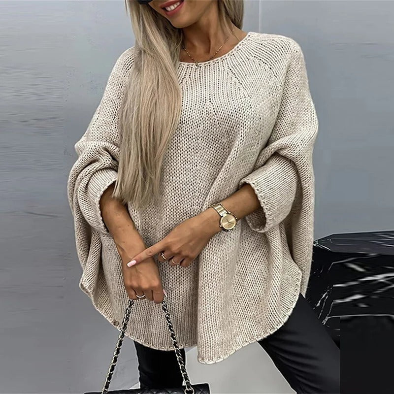 Lös rundhalsad elegant tröja för kvinnor