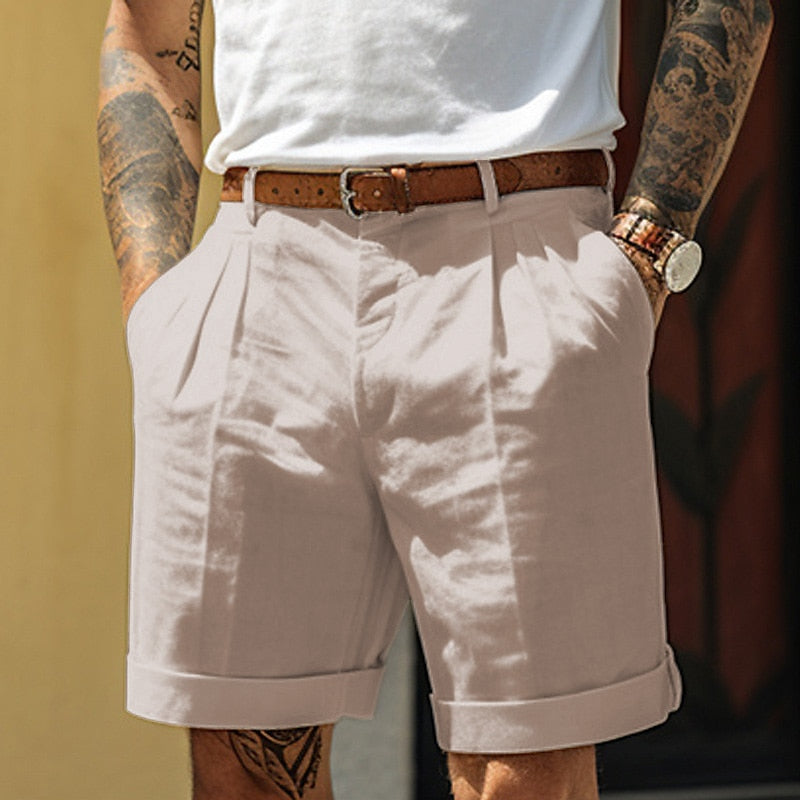 Klassiska linne bomull shorts för män