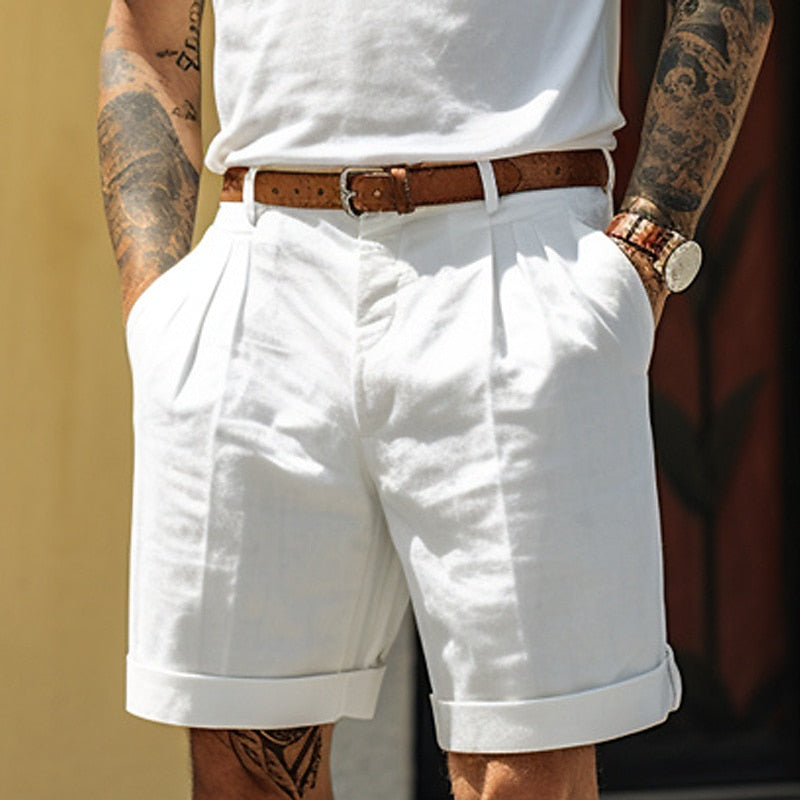 Klassiska linne bomull shorts för män