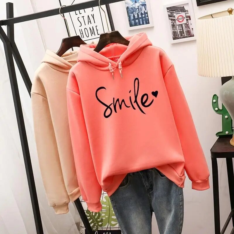 Trendigt löst tryck Text Hoodie Jacka För kvinnor