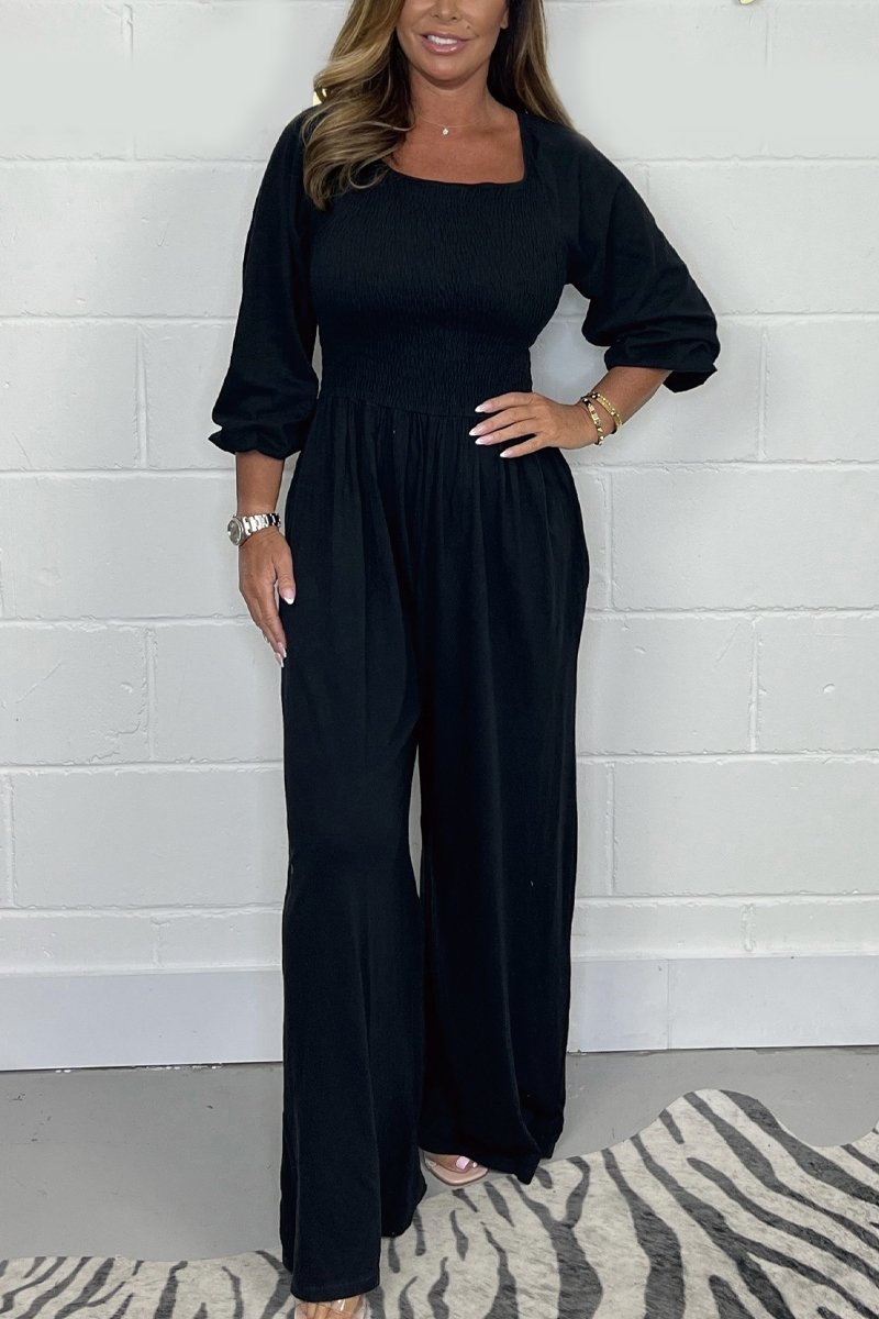Halvärmad Breda byxor Jumpsuit för kvinnor