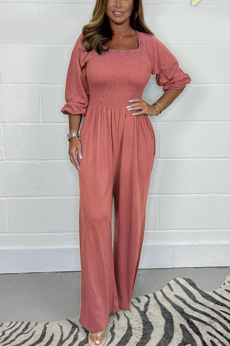 Halvärmad Breda byxor Jumpsuit för kvinnor
