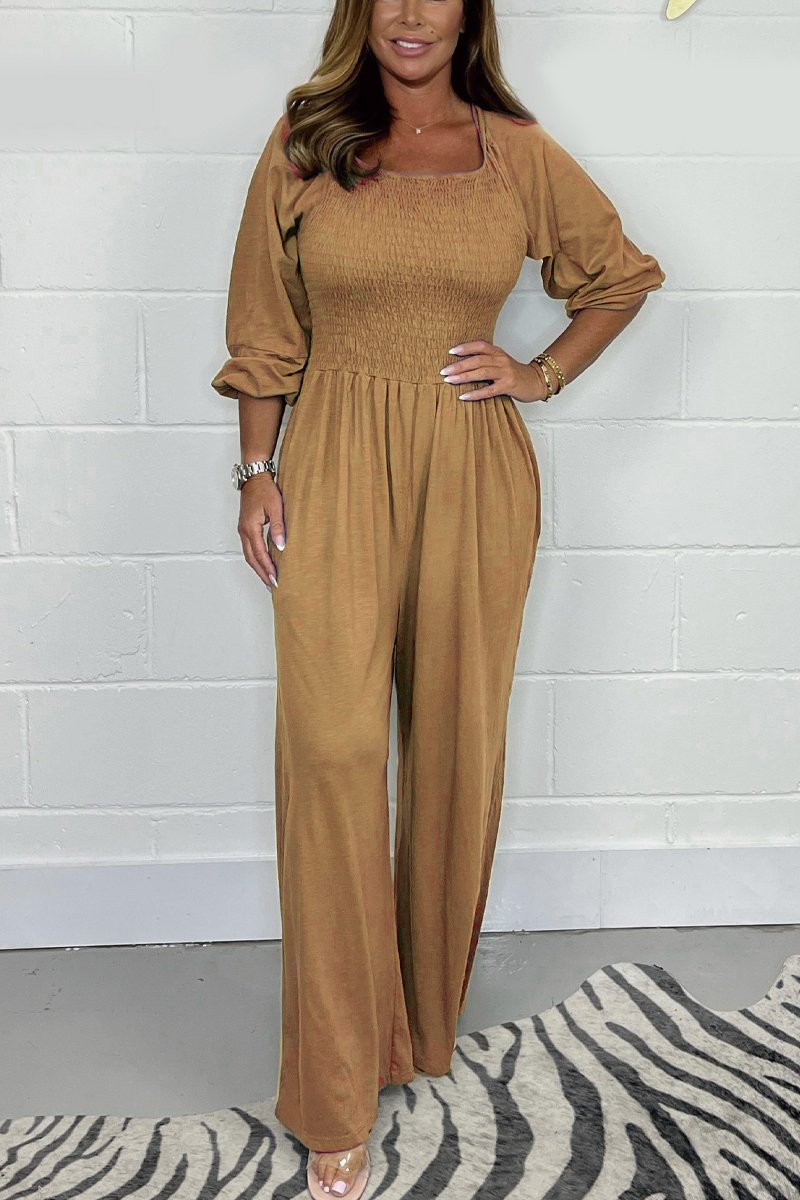 Halvärmad Breda byxor Jumpsuit för kvinnor