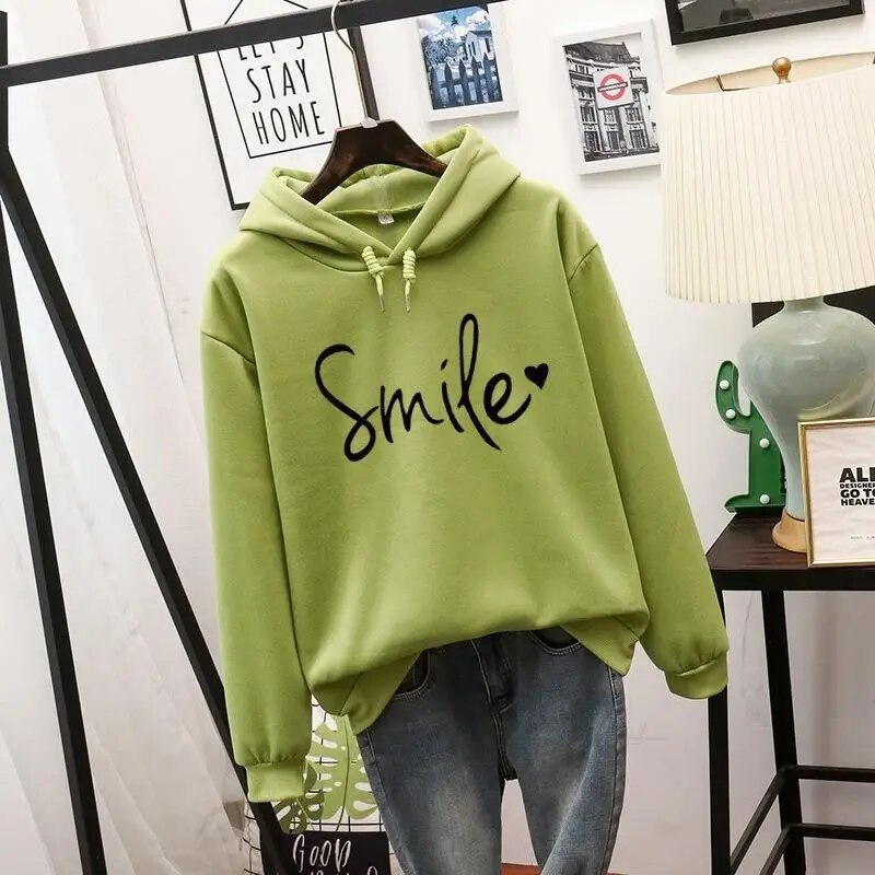 Trendigt löst tryck Text Hoodie Jacka För kvinnor
