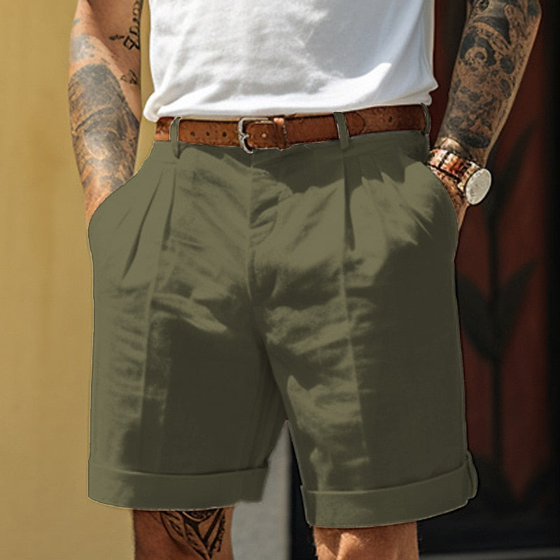 Klassiska linne bomull shorts för män