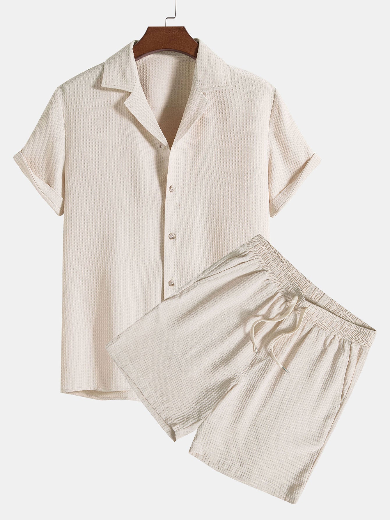 Waffle Revere Collar Shirt & Shorts