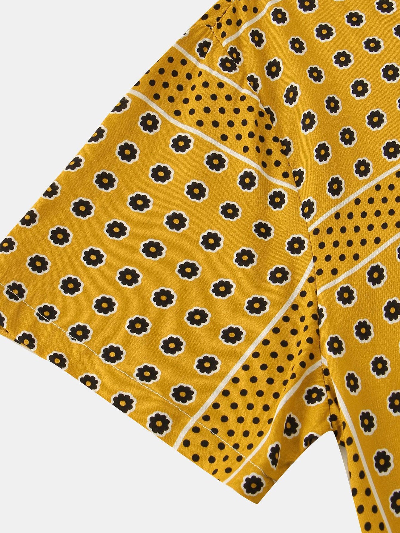 Polka Dot Floral Print Button Up Shirt