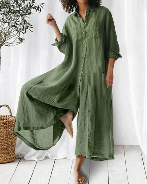 LOVELYN - Superläcker jumpsuit i linne för kvinnor