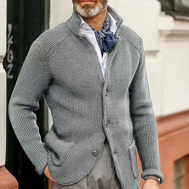 Stickad blazer med krage för män