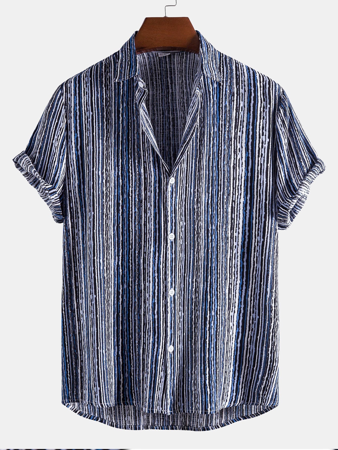 Wavy Print Button Up Shirt