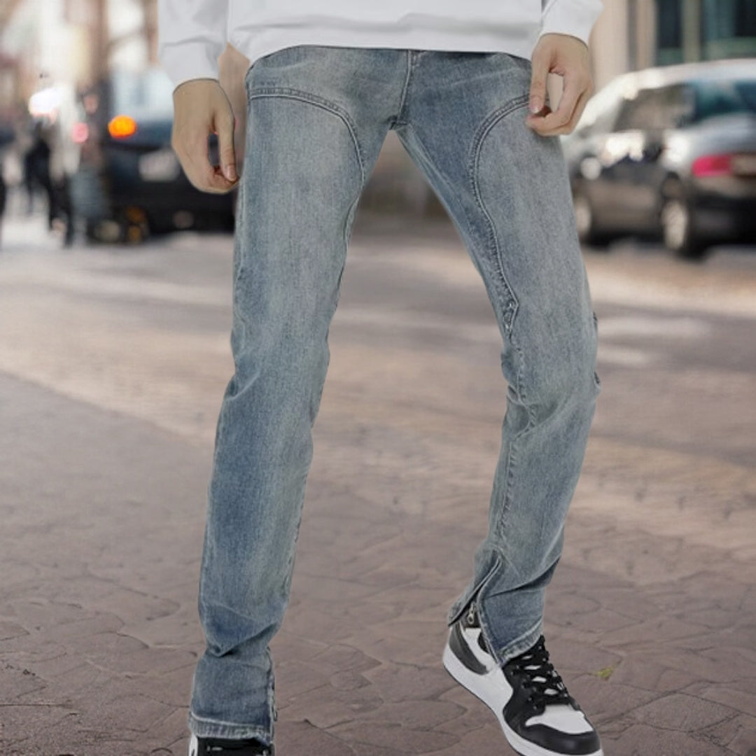 Matthias™ | Moderiktiga jeansbyxor med dragkedja i sidan