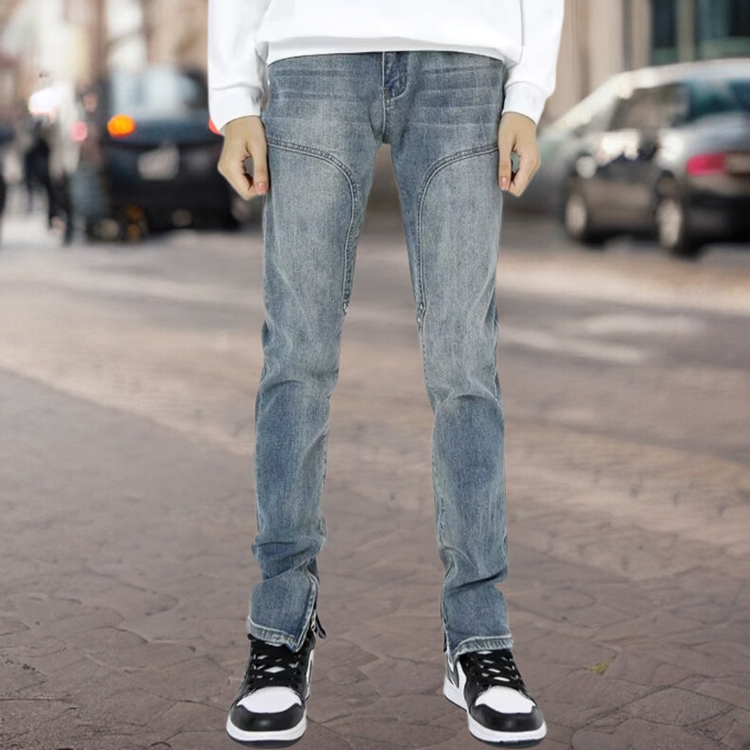Matthias™ | Moderiktiga jeansbyxor med dragkedja i sidan