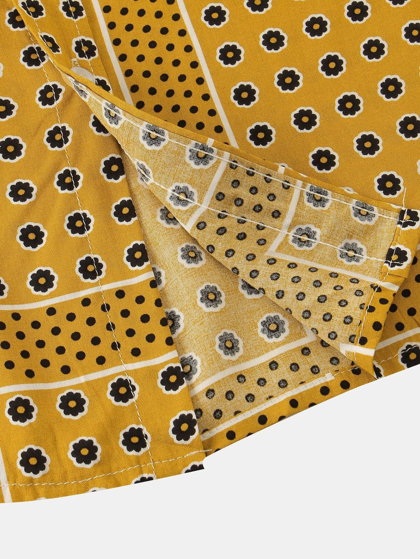 Polka Dot Floral Print Button Up Shirt