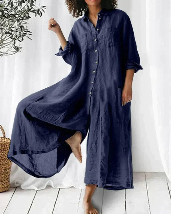 LOVELYN - Superläcker jumpsuit i linne för kvinnor