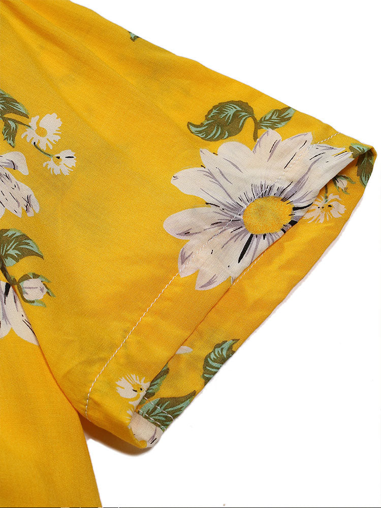 Sunflower Print Revere Shirt