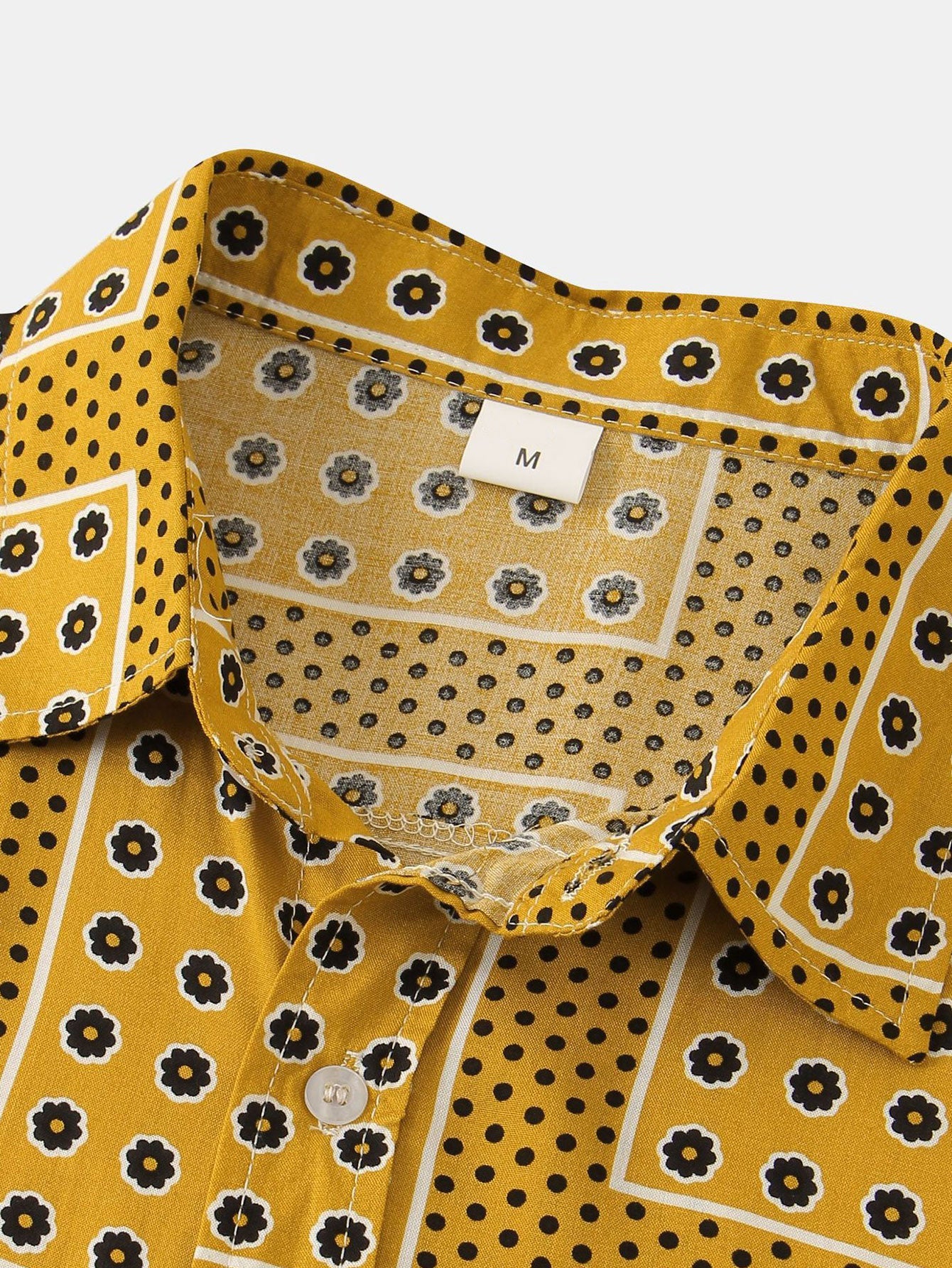 Polka Dot Floral Print Button Up Shirt