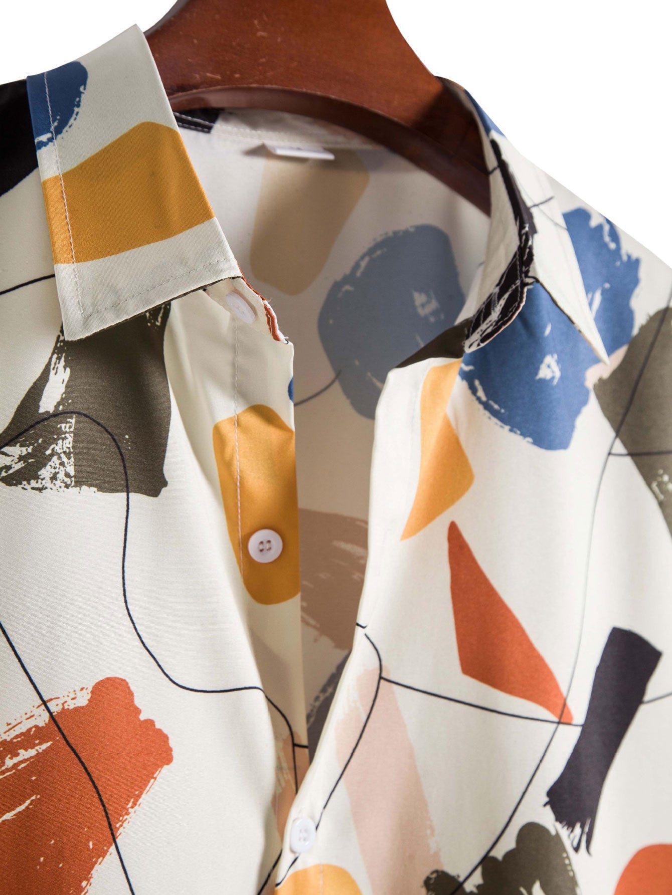 Hand Drawn Color Blocks Print Shirt