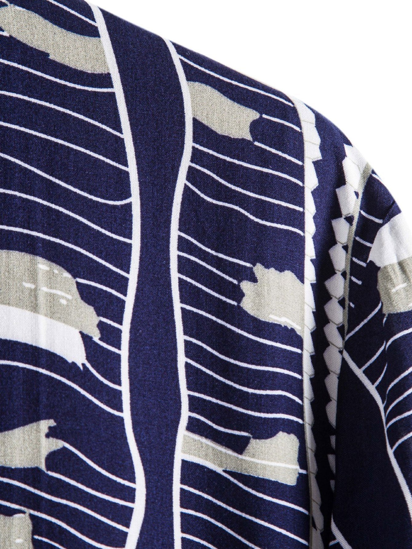Wave Print Stand Collar Shirt