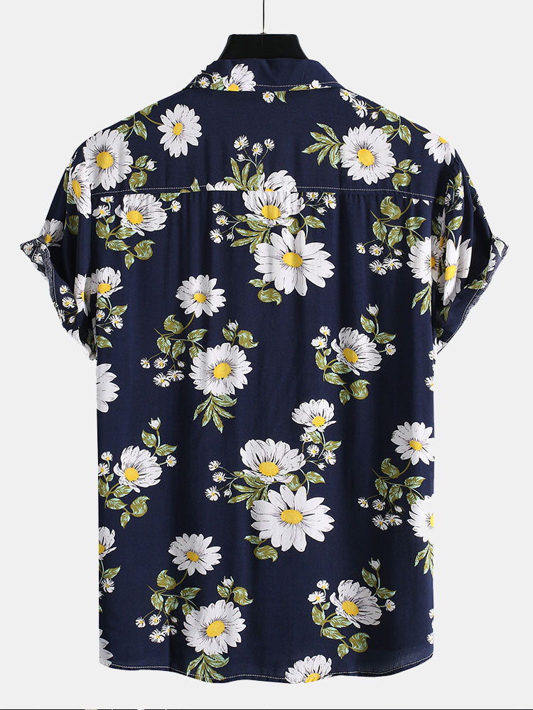 Sunflower Print Revere Shirt