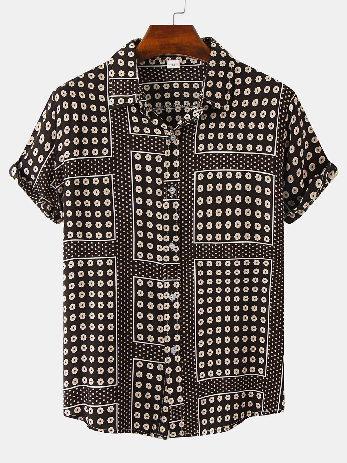 Polka Dot Floral Print Button Up Shirt
