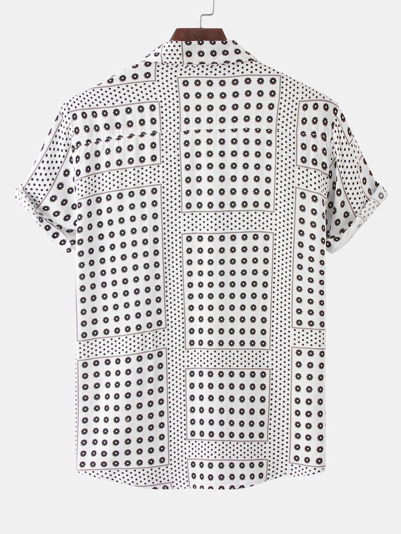 Polka Dot Floral Print Button Up Shirt