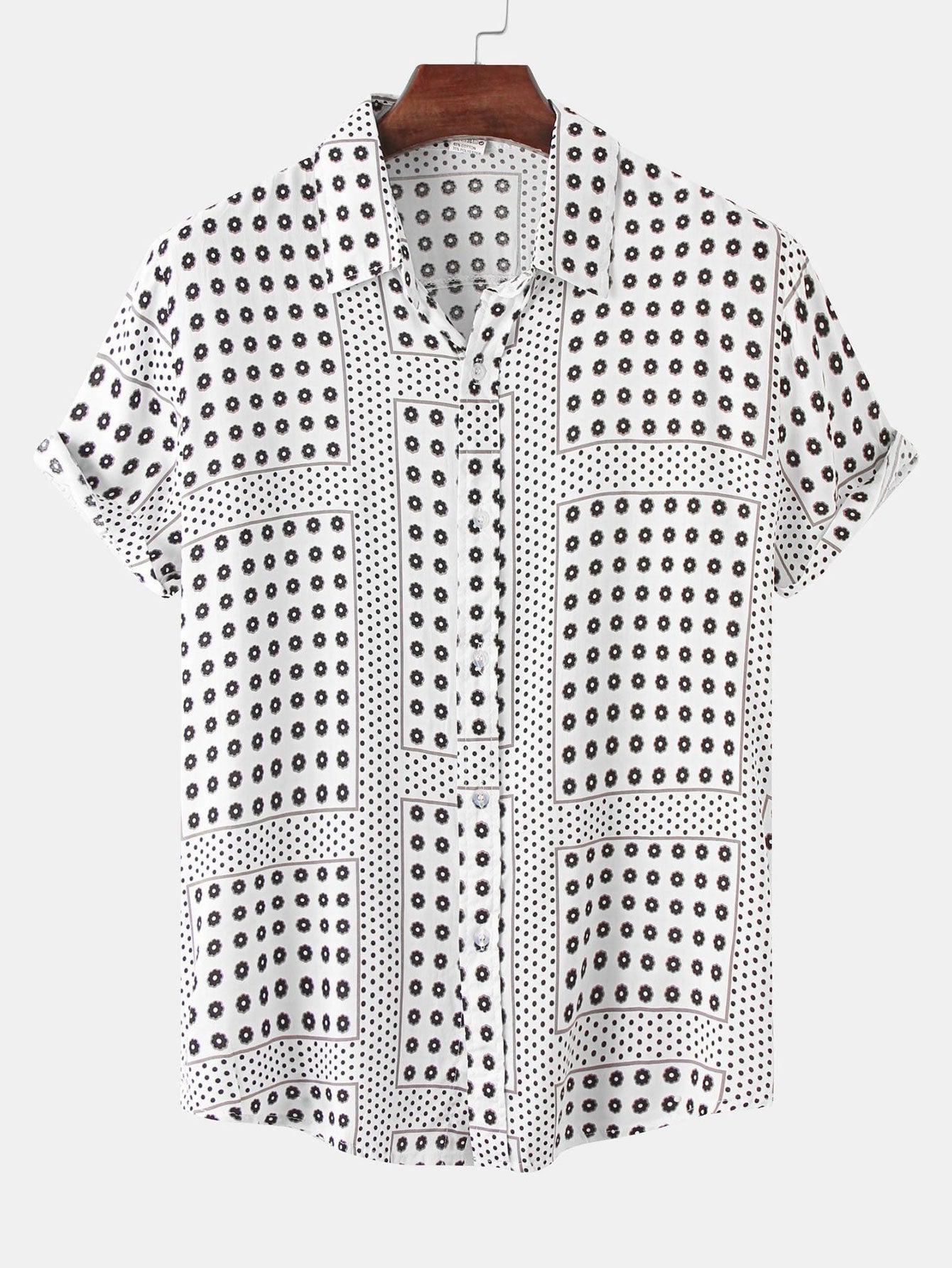 Polka Dot Floral Print Button Up Shirt