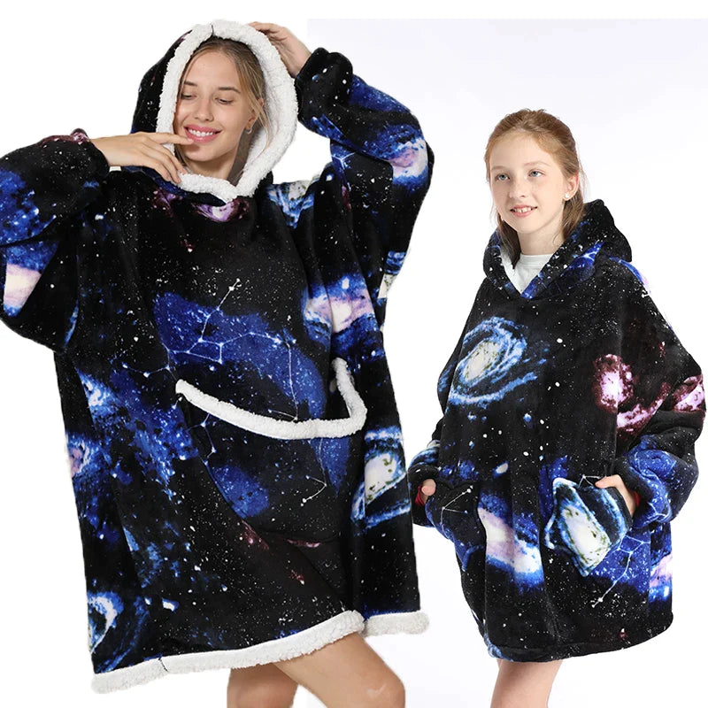 Hoodie med filt för mamma och dotter