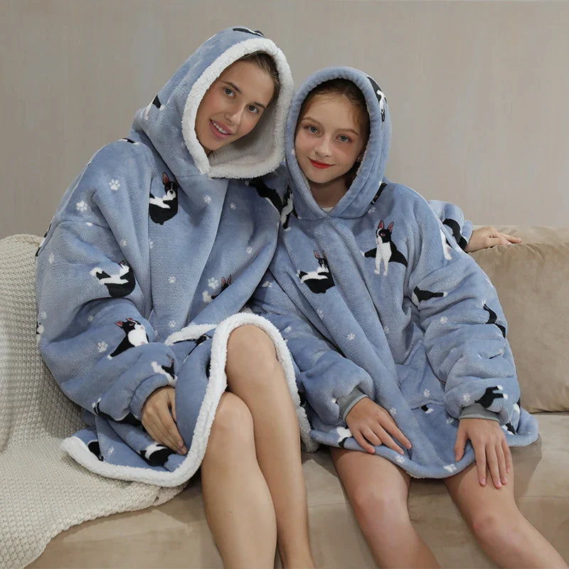 Hoodie med filt för mamma och dotter