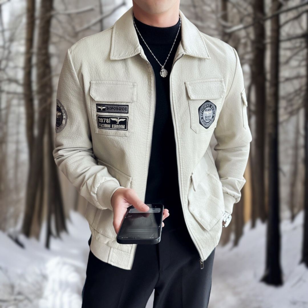 Marzell™ - Broderad vinterjacka i läder