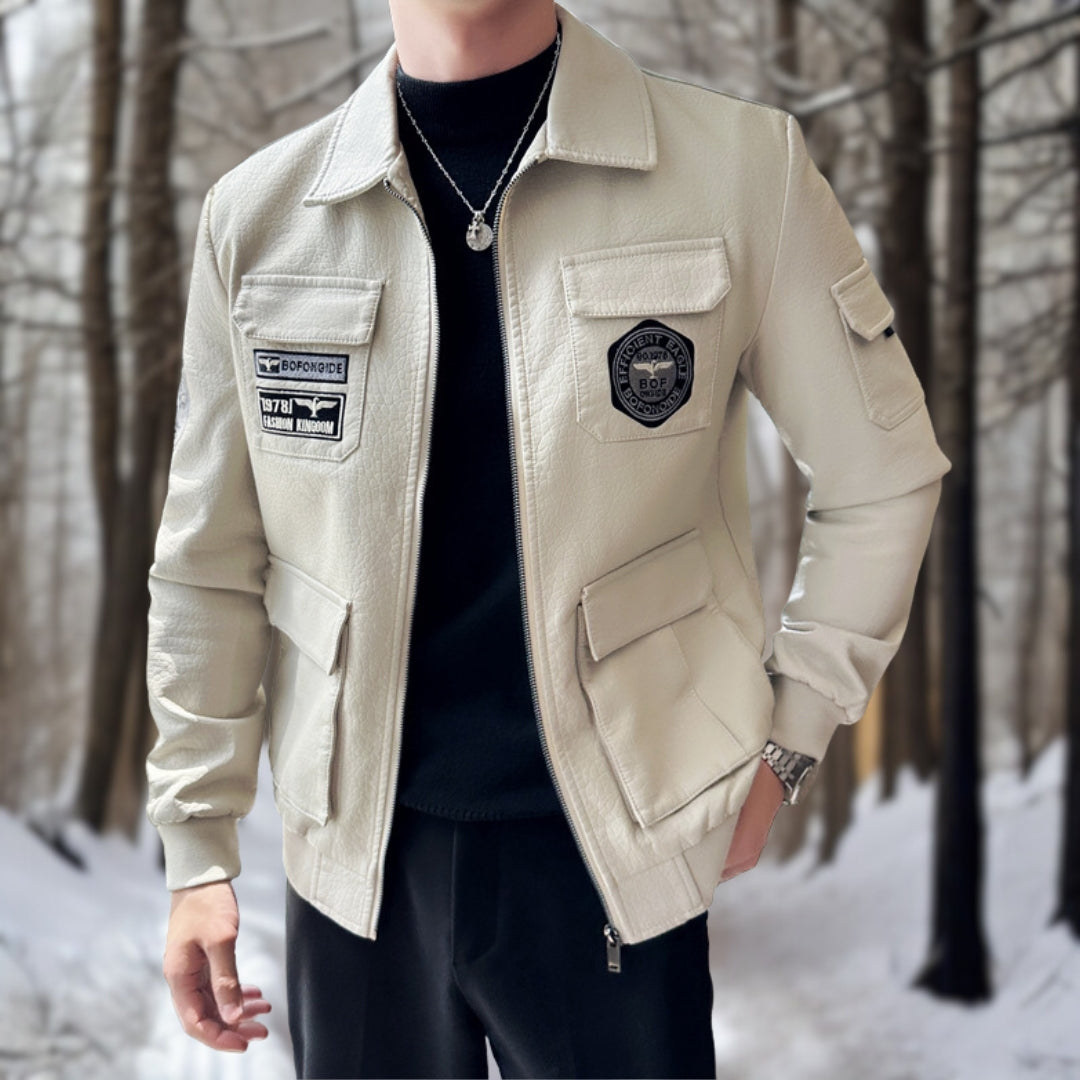 Marzell™ - Broderad vinterjacka i läder