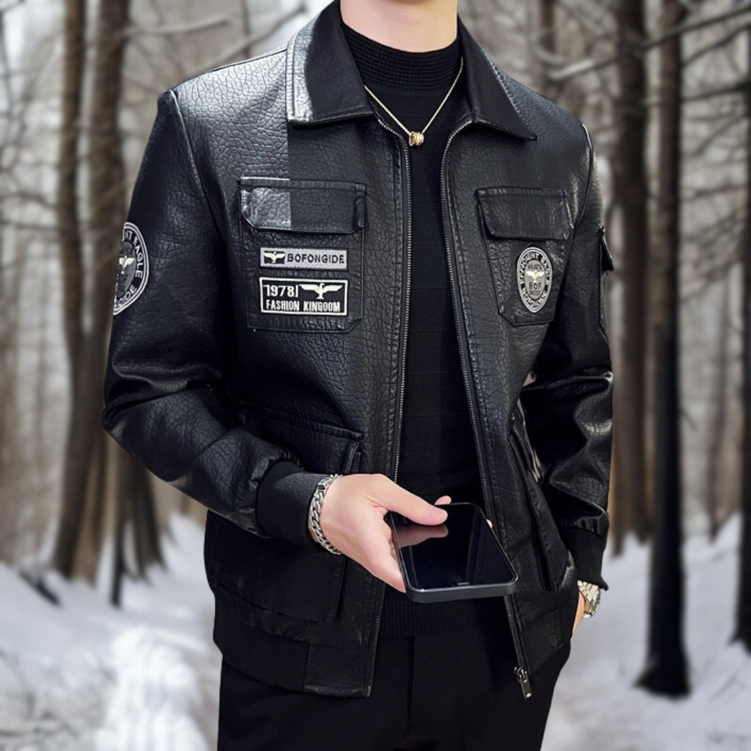Marzell™ - Broderad vinterjacka i läder