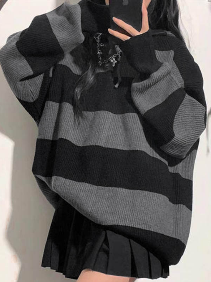 Stripe Splice huvtröja i baggy stickad kvalitet