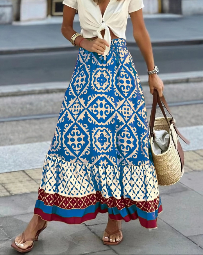Snygg Boho lång kjol för kvinnor