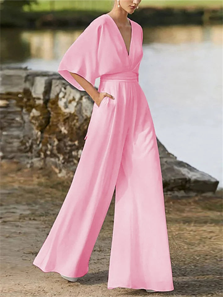 Elegant snygg V-ringad jumpsuit för kvinnor