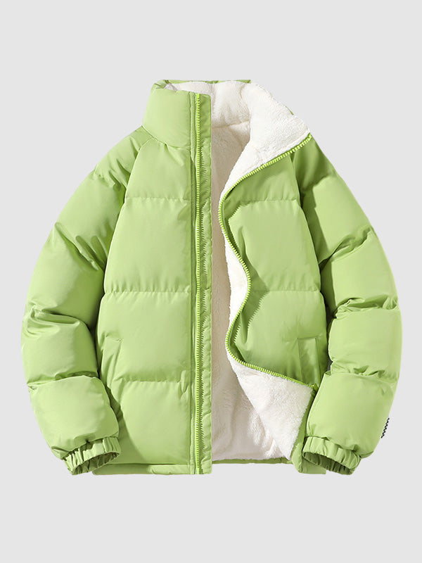 Herr Fleece-fodrad Puffer Vadderad Jacka