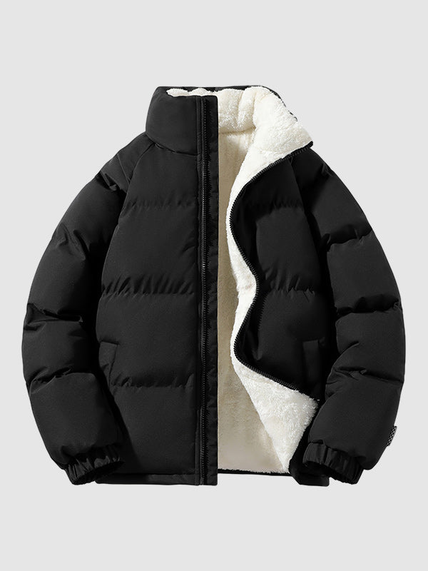 Herr Fleece-fodrad Puffer Vadderad Jacka