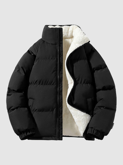 Herr Fleece-fodrad Puffer Vadderad Jacka