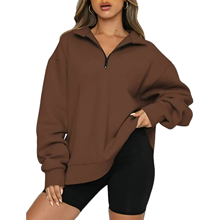 Oversize halvzip polo sweatshirts för kvinnor