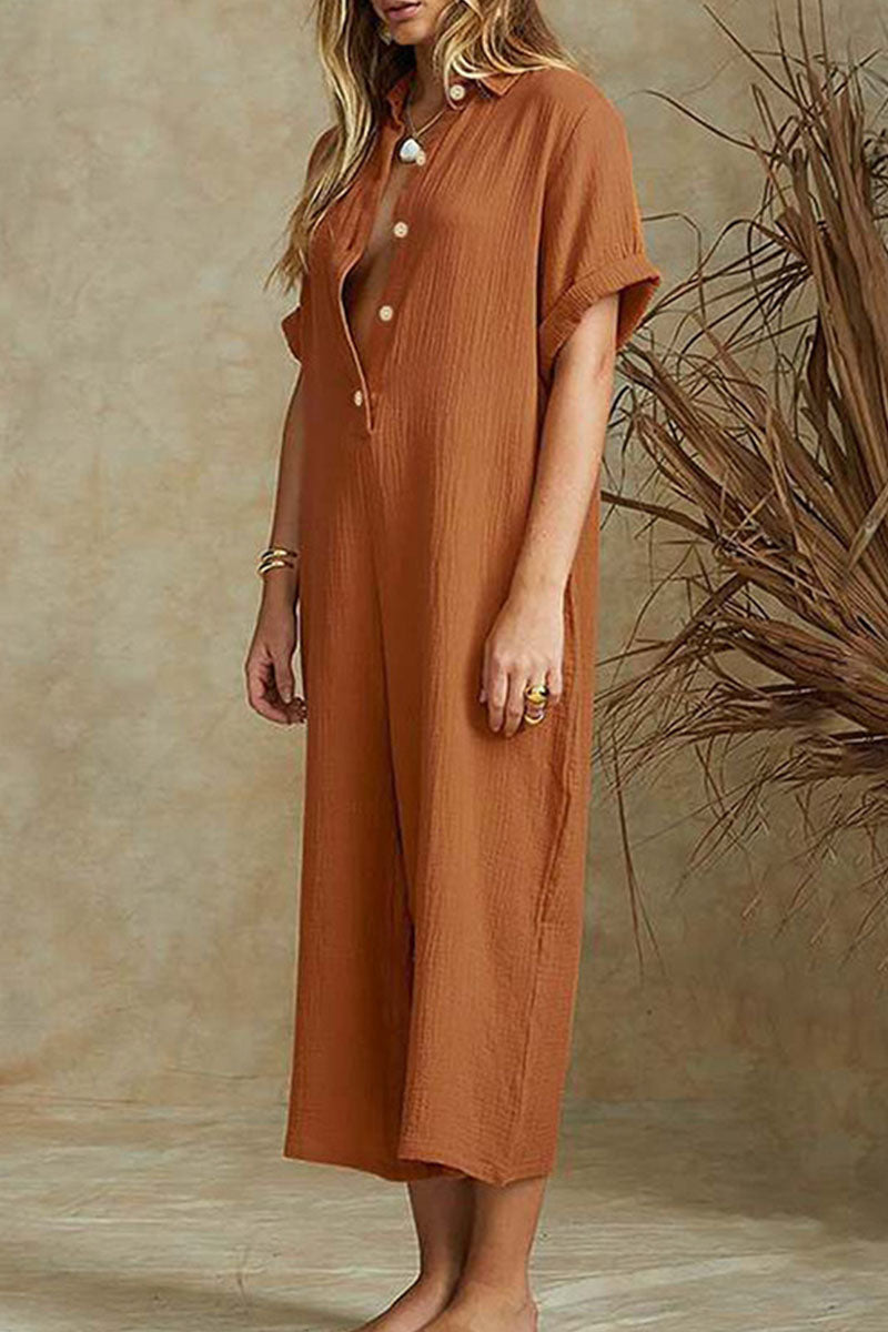 Stilren Jumpsuit med Polokrage och Vida Ben för kvinnor