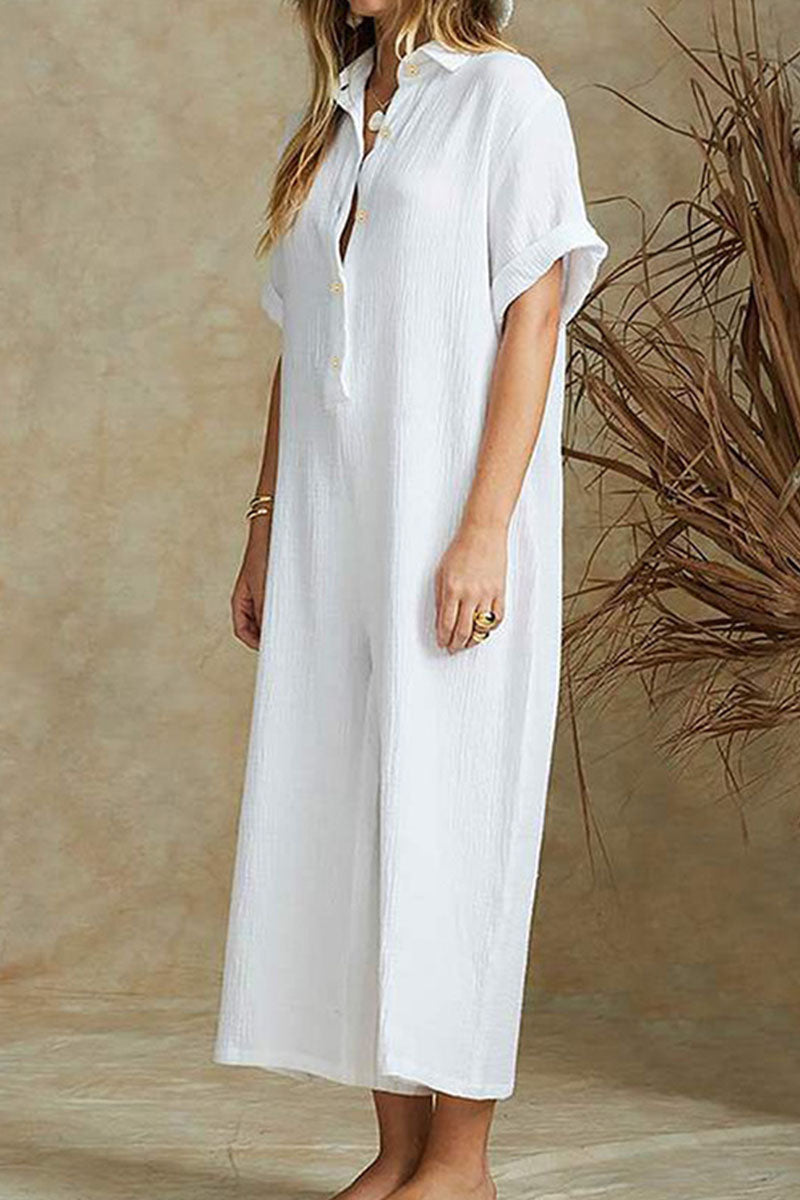 Stilren Jumpsuit med Polokrage och Vida Ben för kvinnor