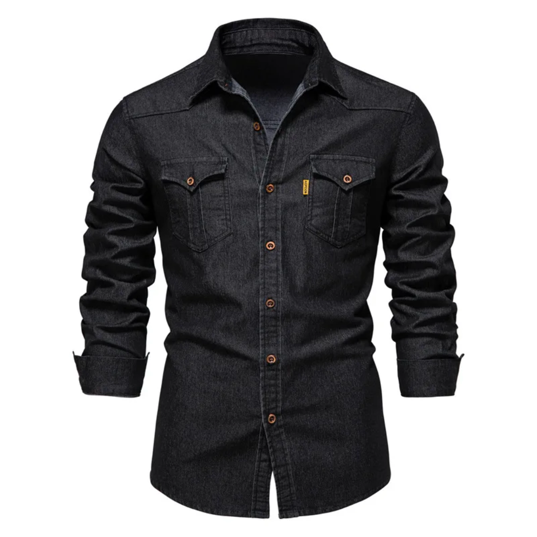 Åtsittande denim långärmad tröja för män
