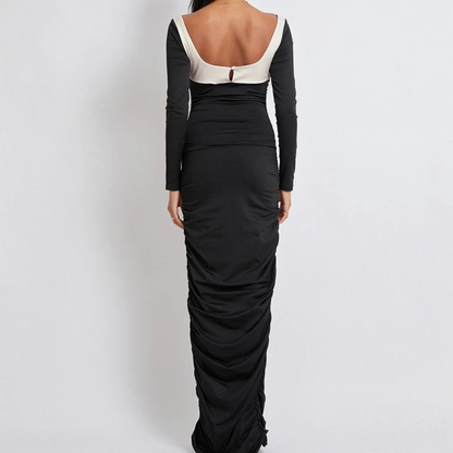 Långärmad elegant bodycon lång klänning
