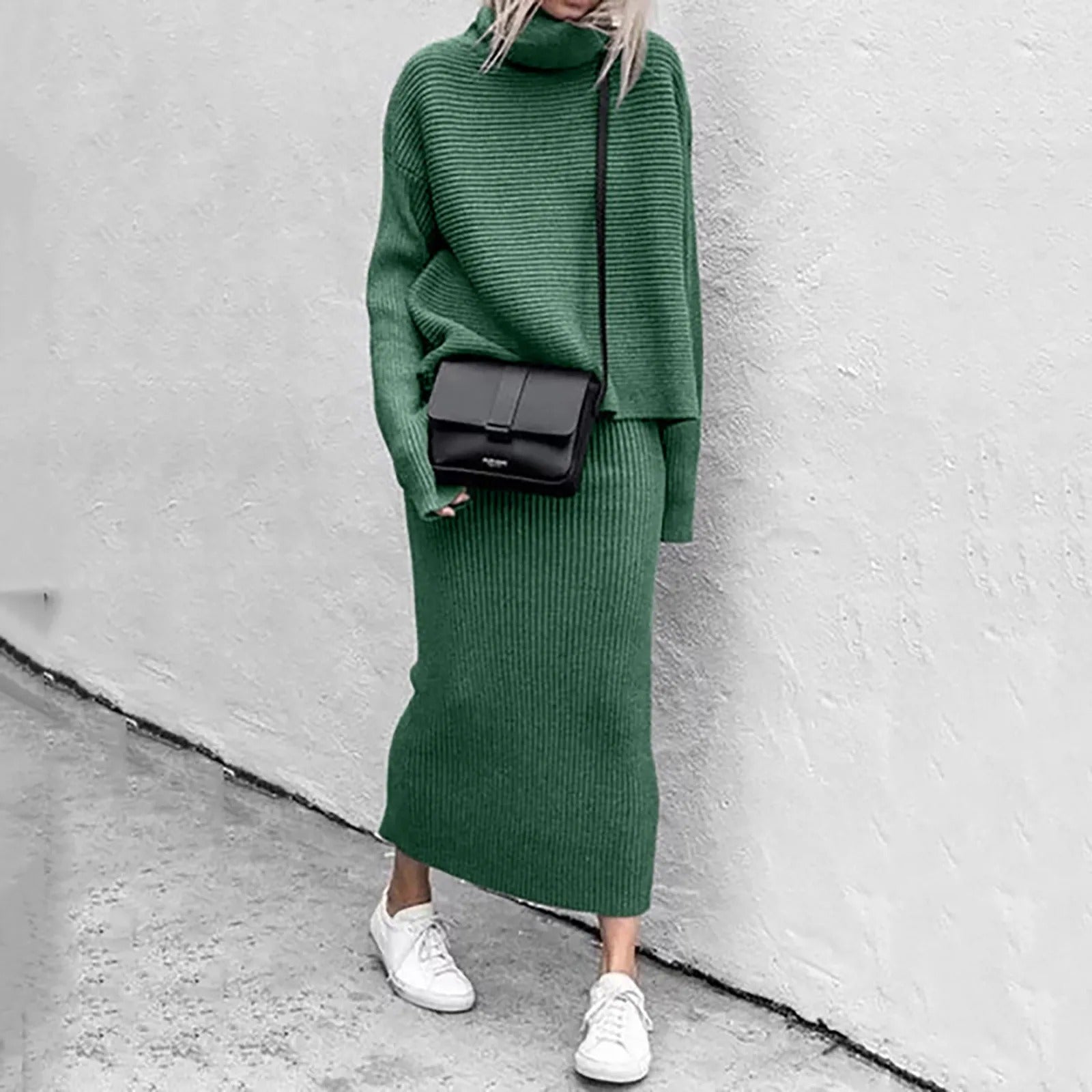 Fashionabla tröja och kjol set för kvinnor