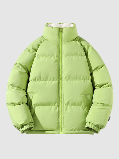 Herr Fleece-fodrad Puffer Vadderad Jacka